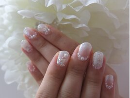ブライダル花結婚式ネイル3D薔薇