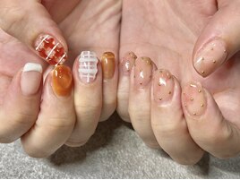 オレンジ×ヌーディネイル☆