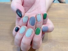 アトリエ ツメ(atelier TsuMe)/ショートネイル/ミラー/秋ネイル