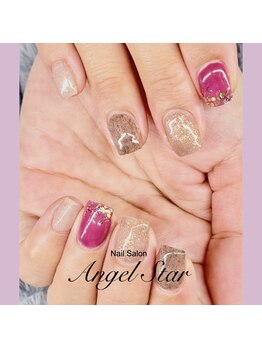 エンジェルスター(Angel Star)/大人華やぐマゼンタネイル☆