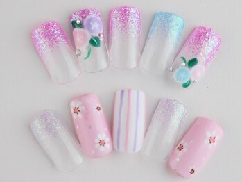 ライトネイルズ イバラキ(light nails IBARAKI)/夏にピッタリ！フラワーネイル♪