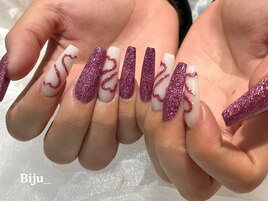 スカルプ　ハートネイルデザイン