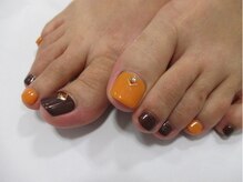 ワンカラージェルネイルショップ イオン新潟東店/オレンジ　ブラウン