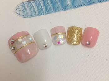 ネイルサロン リリオ(Nail Salon Ririo)/ピンクマーブルフットネイル