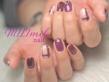 ミリミリネイル(MILI mili nail)/くすみ系で秋冬チェックネイル