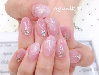 【水彩フラワーネイル】