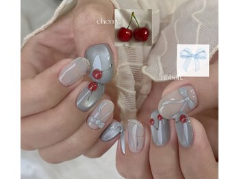 デザインチェリーとリボン