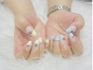 パステルフレンチ/小花ネイル