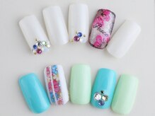 ライトネイルズ イバラキ(light nails IBARAKI)/手書きフラワーネイル♪