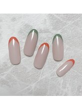 ビューティーネイルサロン クリアーズ(Clears)/かぼちゃ色の先端フレンチネイル