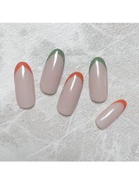 かぼちゃ色の先端フレンチネイル