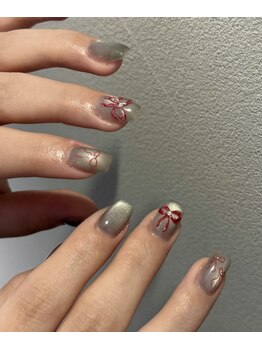 ペロ 名古屋(pelo)/手書きリボンネイル