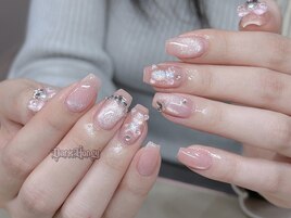 ピンクマグネットシンプルネイル