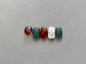 べっこうネイル　ミラーネイル