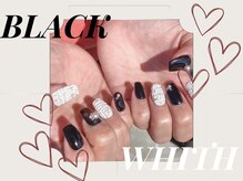 トップネイル ハママツ(TOP NAIL HAMAMATHU)/黒×白ツイードネイル