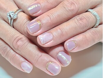 ネイルアンドまつげエクステ専門サロン スリー(THREE)/ピンクパープルで大理石風