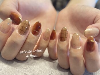 チェックネイル 秋