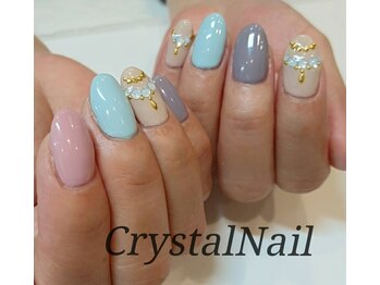 クリスタルネイル イオンモール広島府中店(CRYSTAL NAIL)/スモーキーカラー×ストーン