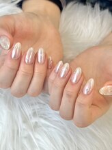 ナナズネイル 魚町店(NANA’sNail)/ミラーキラキラ×リボン