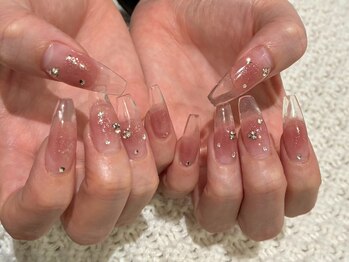 ネイルアバンス 鳳店(Nail AVANCE.)の写真/スラっとした指先が女性力UP『クリアフレンチ・ガラスフレンチ』♪／ワンカラー&フィルイン&長さ出しも◎