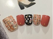 ネイルサロン リリオ(Nail Salon Ririo)/お洒落ツイード柄フットネイル