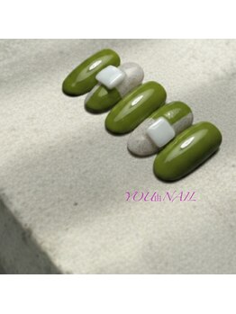 ユウネイル(YOU由NAIL)/抹茶オリーブの大人モダンアート