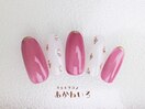 夏色ピンク　ビジューネイル