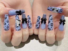 ネイルアイラッシュサロン ジョアアンジェ 難波店(joie ange)/レオパード　リボンネイル