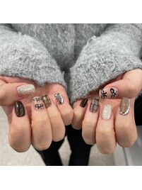 秋冬ネイル/ツイードネイル/梅田