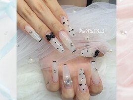 ドット×リボン×ハートネイル