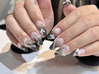 エムワイユーネイル(myu.nail)/ワンホン黒グラデ*