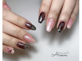 ブラック × ピンクネイル