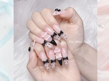 ピオミエルネイル 新宿(pio miel nail)/ &nbsp;&nbsp;&nbsp;ブラックリボン量産ネイル