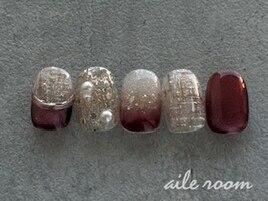 ボルドーベージュ　ツイード