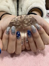 チェリーブロッサム(A CHERRY BLOSSOM)/シルバー、ブルーラメにパーツ