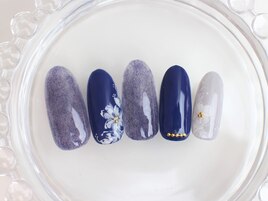 秋冬ネイビー　ふわふわアート