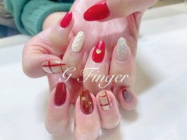 赤チェック＆ニットネイル♪