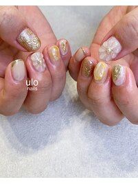 ぷっくりと手描きお花ネイル