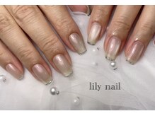 リリーネイル(lily nail)/マグネットとガラスフレンチ