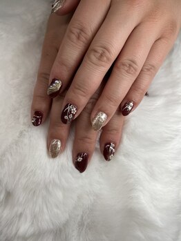 ユニティネイル(Unity nail)/フラワー×ボルドー