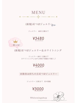 ホワイトニングショップ 本厚木店/【耳つぼジュエリー料金表】