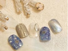 ネイル ラグーン 大泉学園(nail Lagoon)/定額M 雪結晶　冬ネイル　ミラー