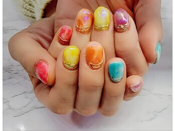 チェリー(Cherry)/【カラフルマーブルネイル】