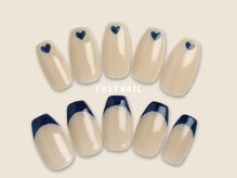 FAST NAIL 春日部店【パラジェル/ジェルネイル専門/定額/マグネット/フットネイル】/フレンチ/ブルー【12409※】