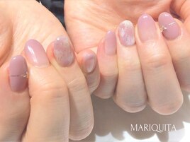 春ピンク×リングネイル