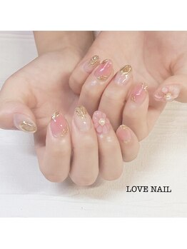 ラブネイル(LOVE NAIL)/ぷっくりお花ネイル