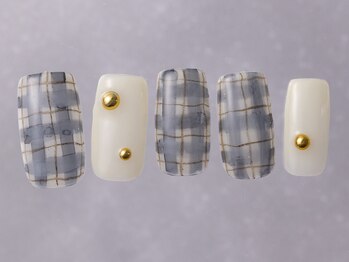 ジェミーネイル シンジュク(Jemiy nail shinjuku)/チェック色鉛筆手描き¥8480