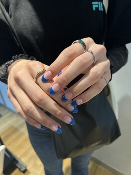 オマモリ ネイル 心斎橋店(omamori nail)/ネイビーフレンチ
