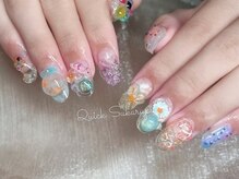 クイックスカルプ 高田馬場(Quick Sukarupu)/金魚鉢＊ニュアンス風夏ネイル