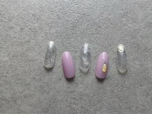 ドレス ネイルアンドアイラッシュ 三国(Dress)/ピンク×グレーnail